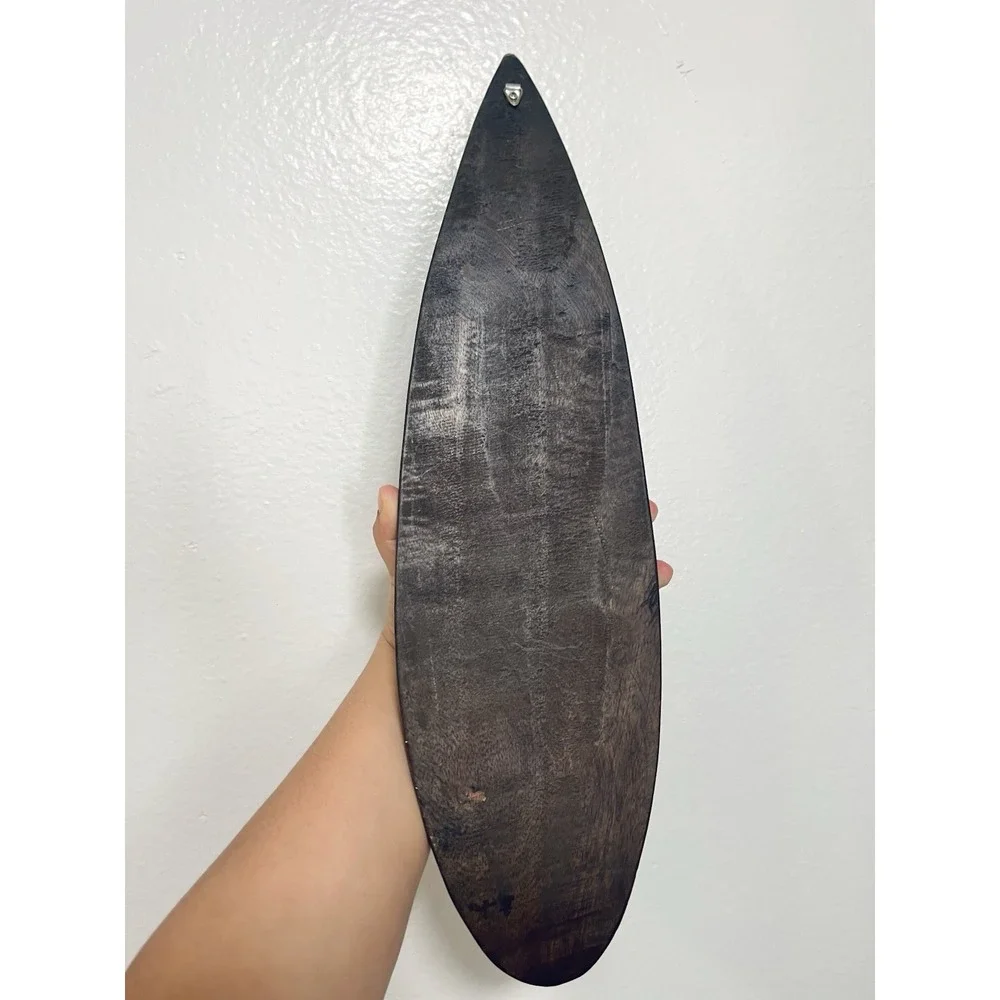 Hawaii Hand‎ Carved Wood Wall Surfboard Dolphin, Seascape Aloha Kauai 20 Inches